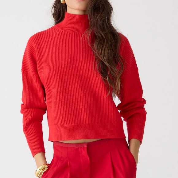 J Crew Ribbed Turtleneck Sweater in Stretch Yarn Candy Apple Sz 2x NWT - Picture 3 of 6